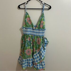 ASOS Design 100% Floral & Checkered Faux Wrap Style Dress Size 8 NWT Women